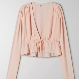 Aritzia Sunday Best Tie-Front Top in Light Blue